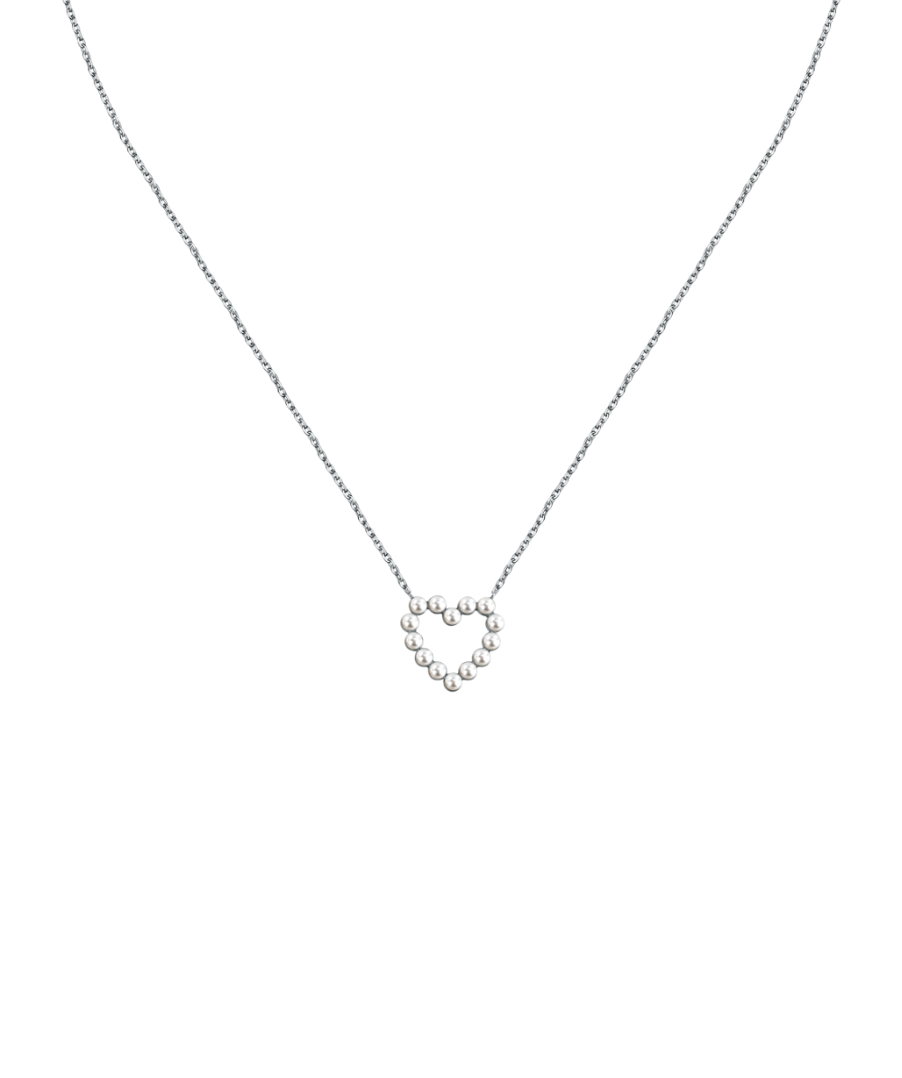 Women's silver necklace with heart-shaped pendant adorned with pearls, La Petite Story