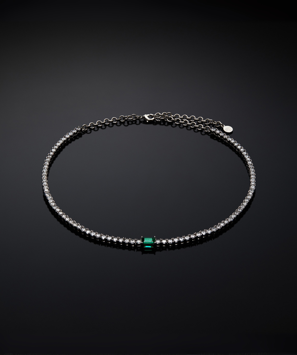 Colier de dama Smarald reglabil cu zirconiu si nano pietre, CHIARA FERRAGNI