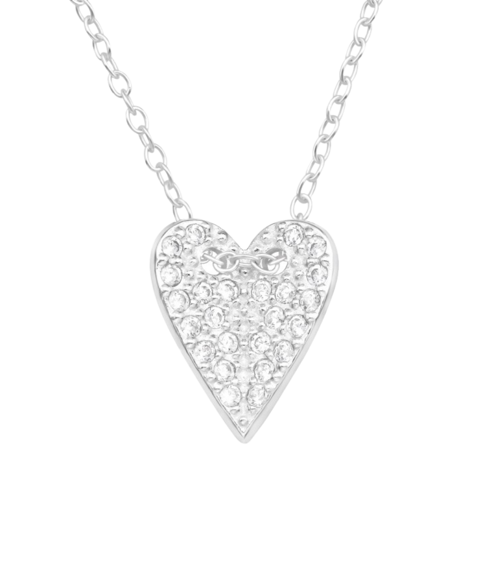 Women's silver necklace with elongated heart pendant, Tessora