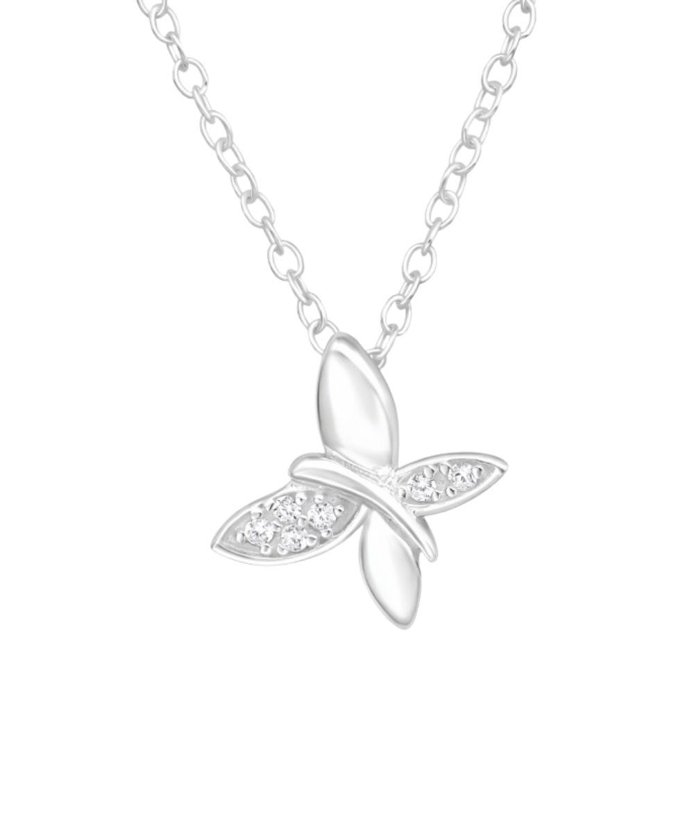 Women's silver necklace with asymmetrical butterfly, Tessora
