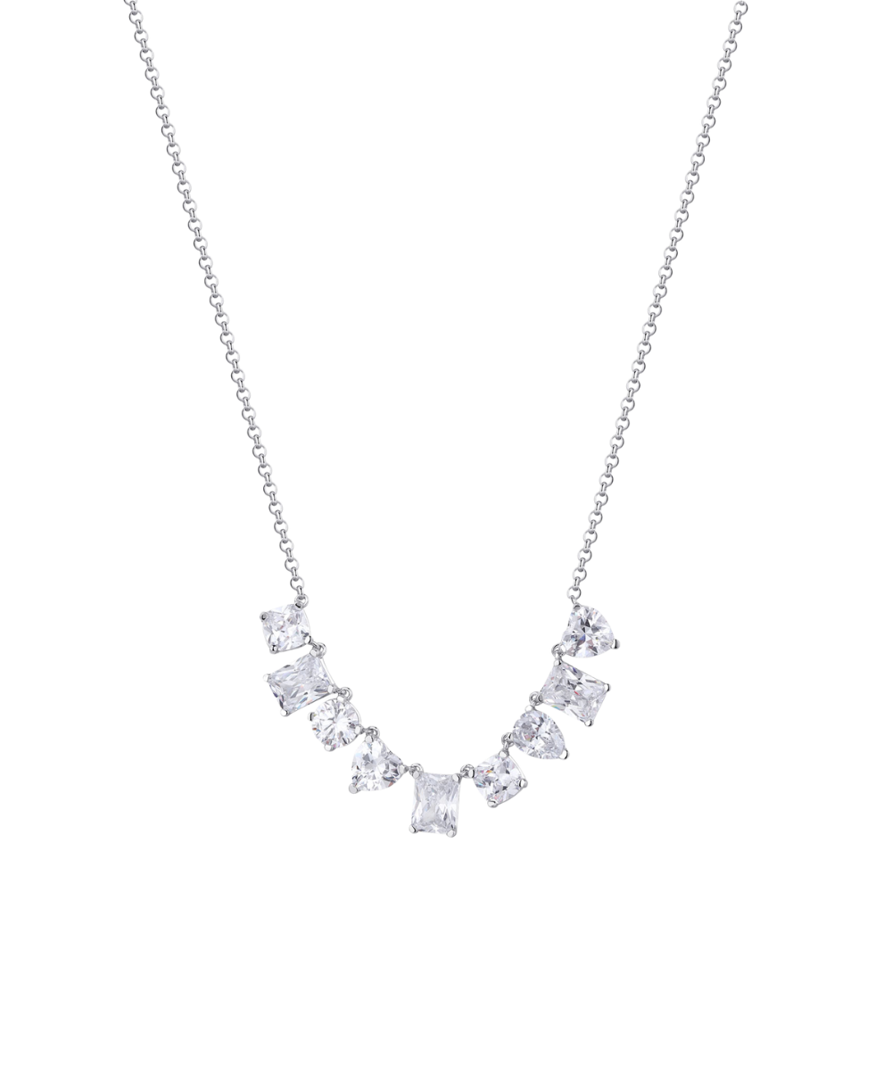 Women's silver necklace GEMMA short, white zirconia, 44cm, ROSATO