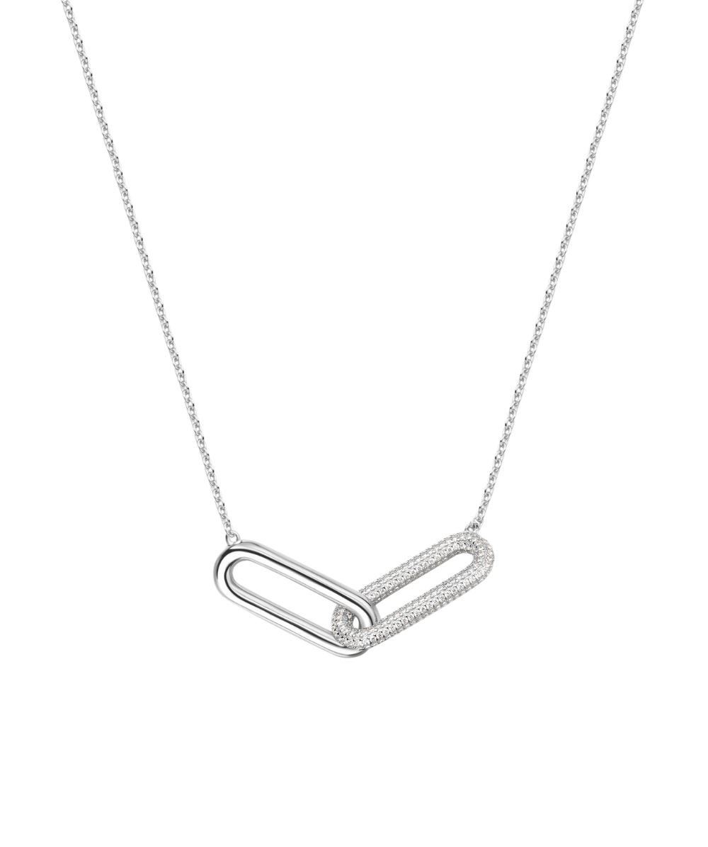 Women's silver necklace BIANCA short, white zirconia, 44cm, ROSATO