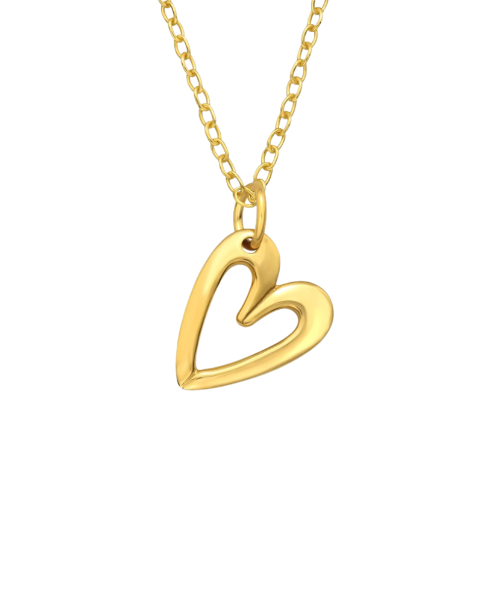 Golden women's silver necklace with simple heart, Tessora
