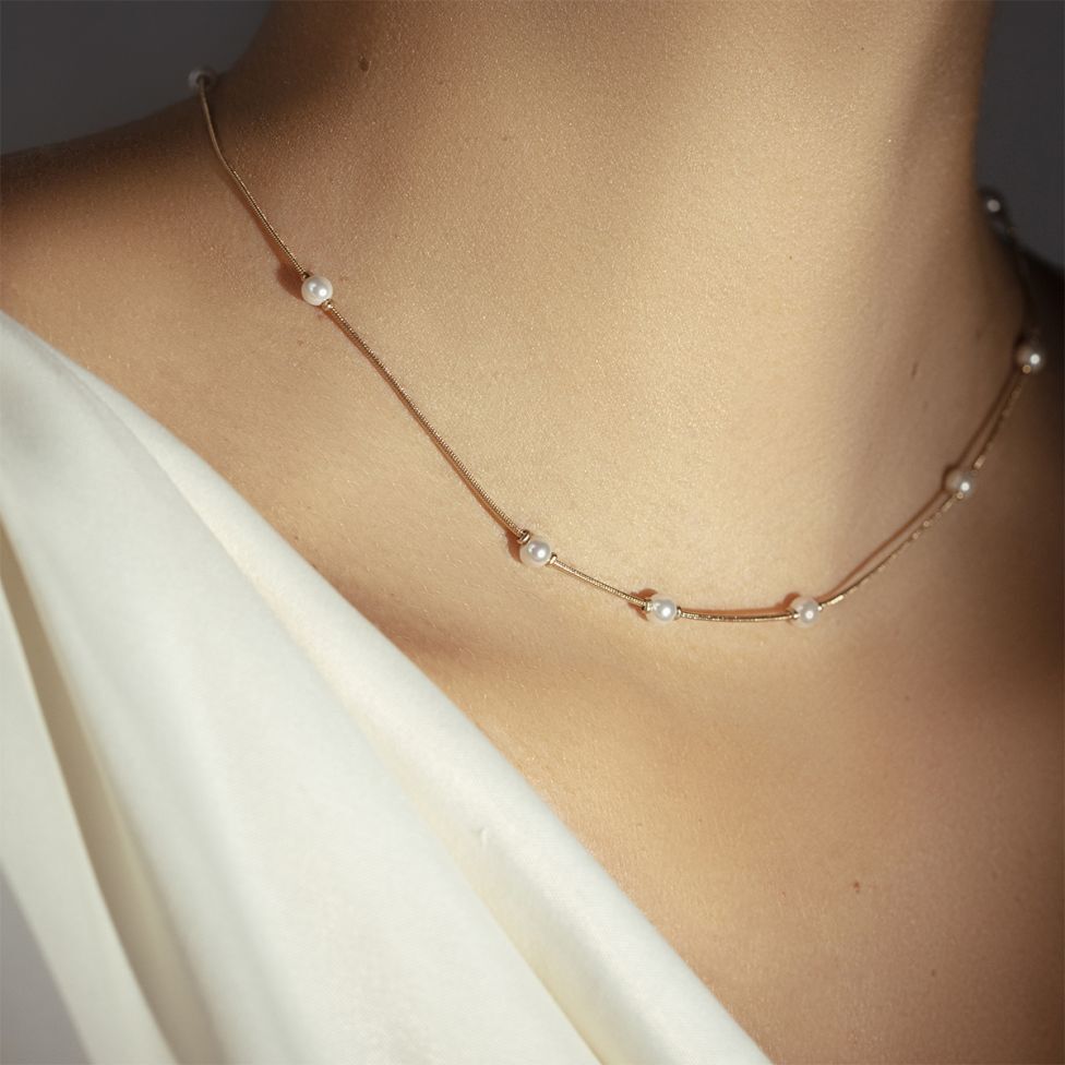 Women's necklace adjustable Pearls 40+5 cm, Lilou