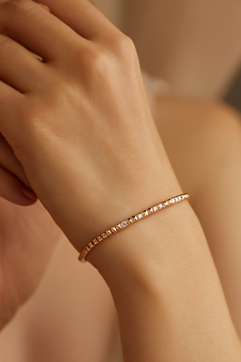 Women's Silver Bracelet CUBICA with White Zirconia, ROSATO