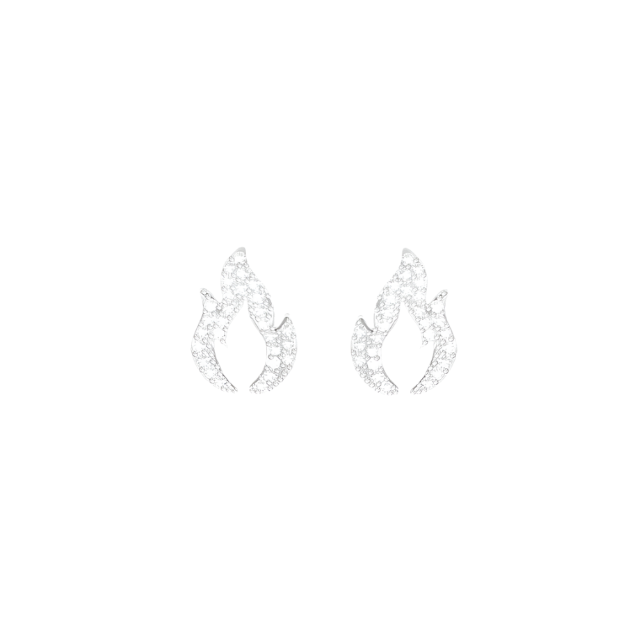 Women's earrings Flame with zirconia crystals, silver-plated, Lilou