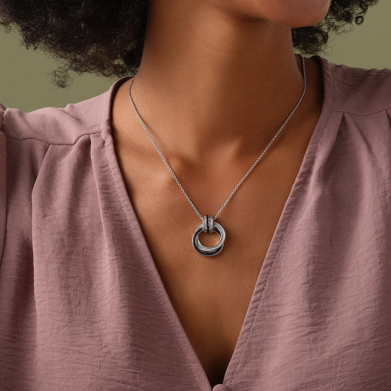 Women's silver necklace adjustable with CIAO BELLA pendant, JETTE