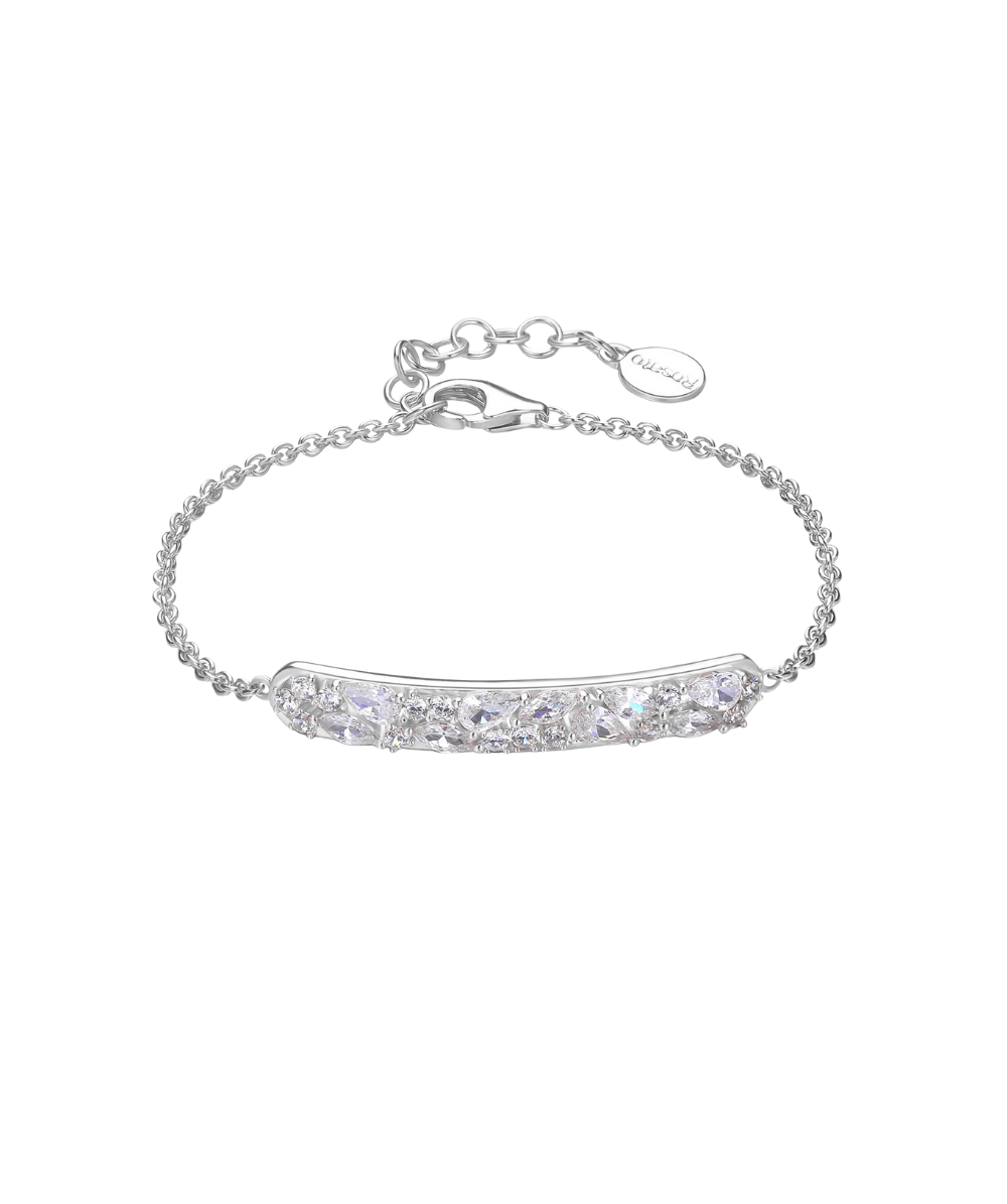 Bratara de dama din argint GEMMA moale, zirconiu alb, ROSATO