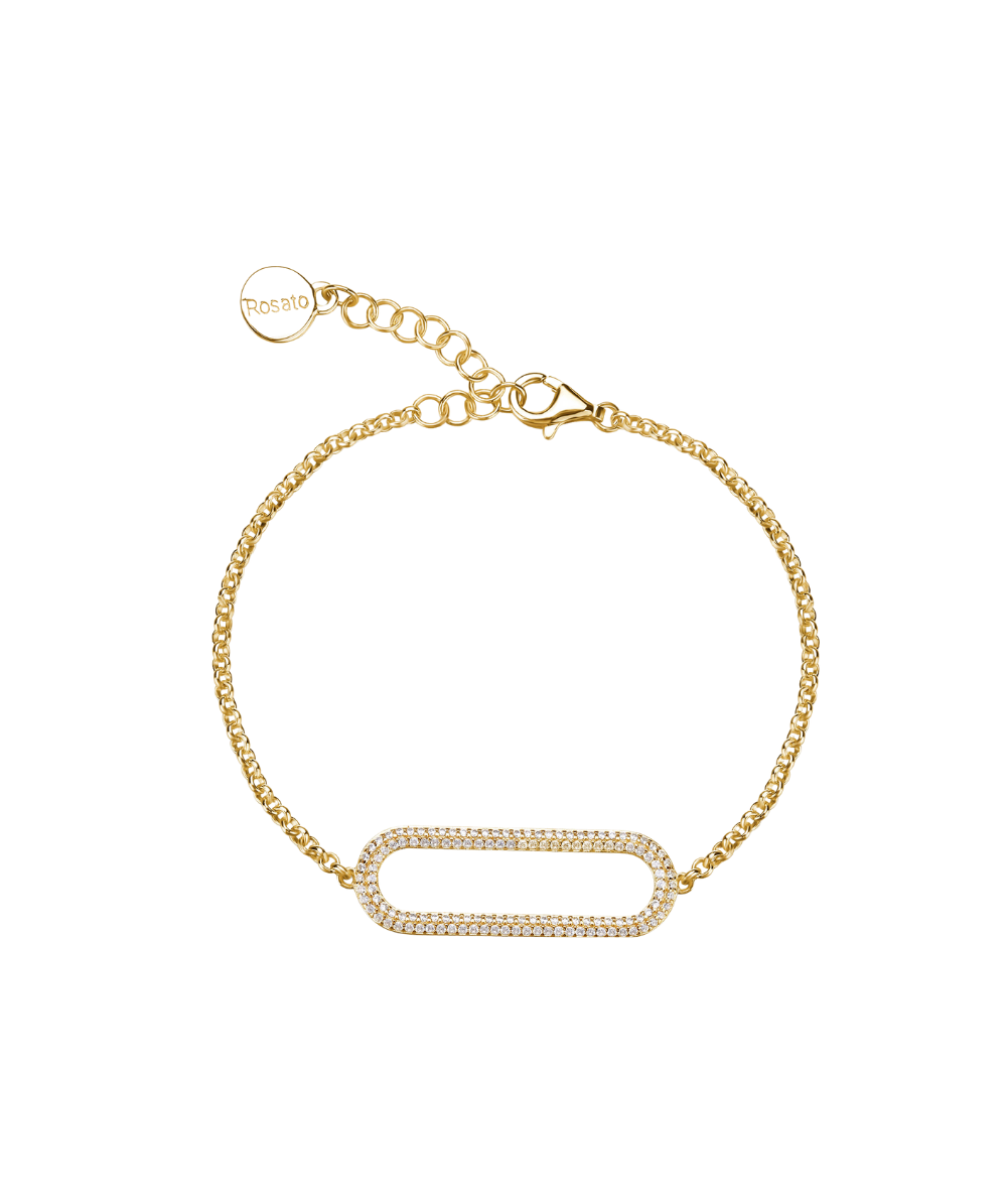 Women's silver bracelet BIANCA soft gold-plated, white zirconia, ROSATO