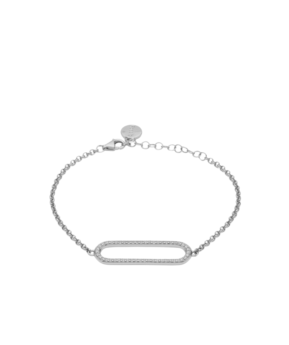 Bratara dama argint BIANCA moale, zirconiu alb, ROSATO