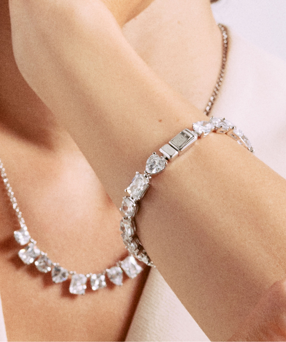 Bratara de dama din argint GEMMA zirconiu alb, ROSATO