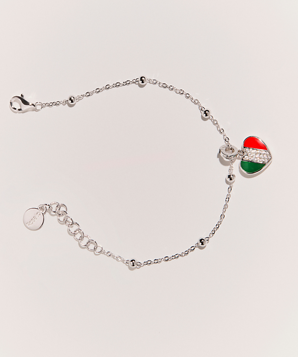 Bratara de dama din argint STORIE lant moale cu margele, ROSATO