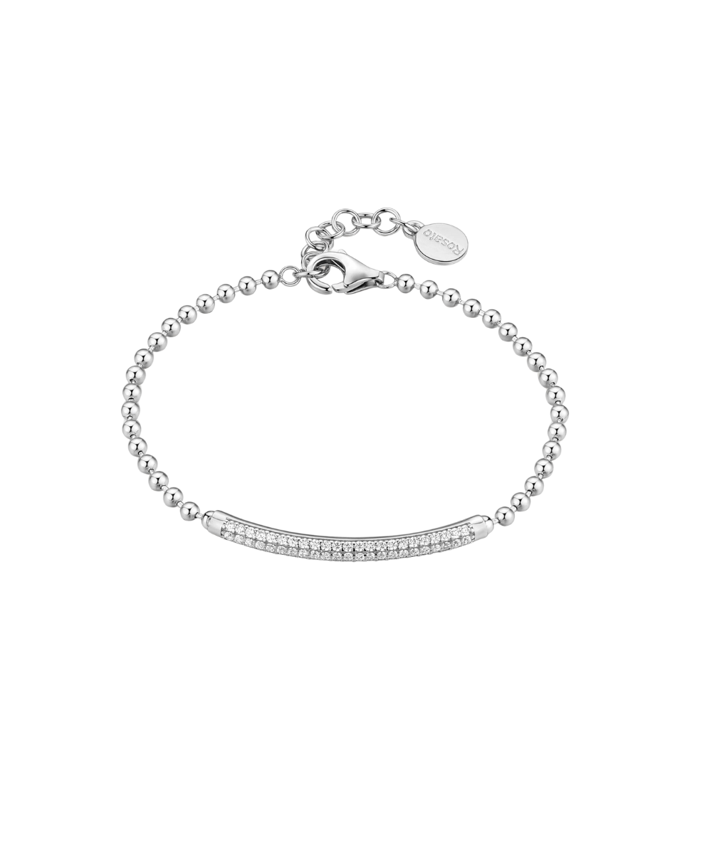 Bratara dama argint BIANCA moale, zirconiu alb, ROSATO