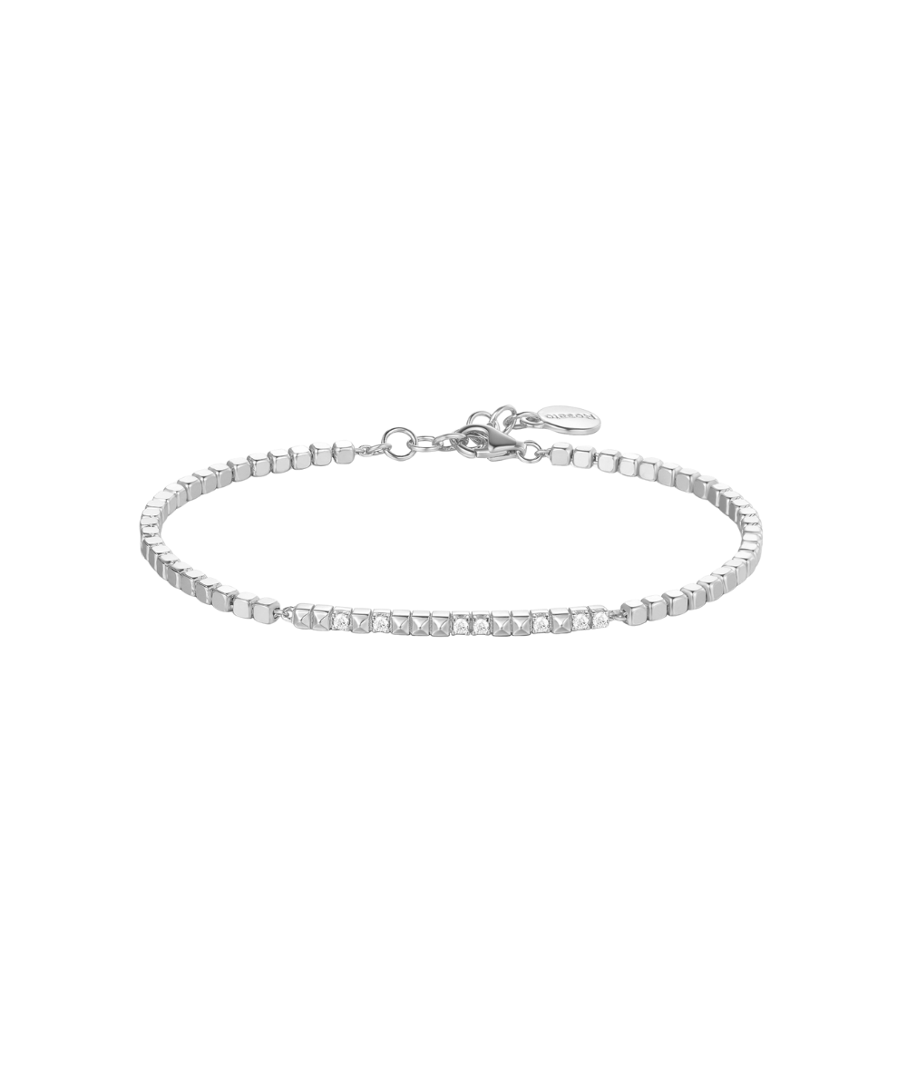 Brățară de damă din argint CUBICA cu zirconiu alb, 56cm, ROSATO