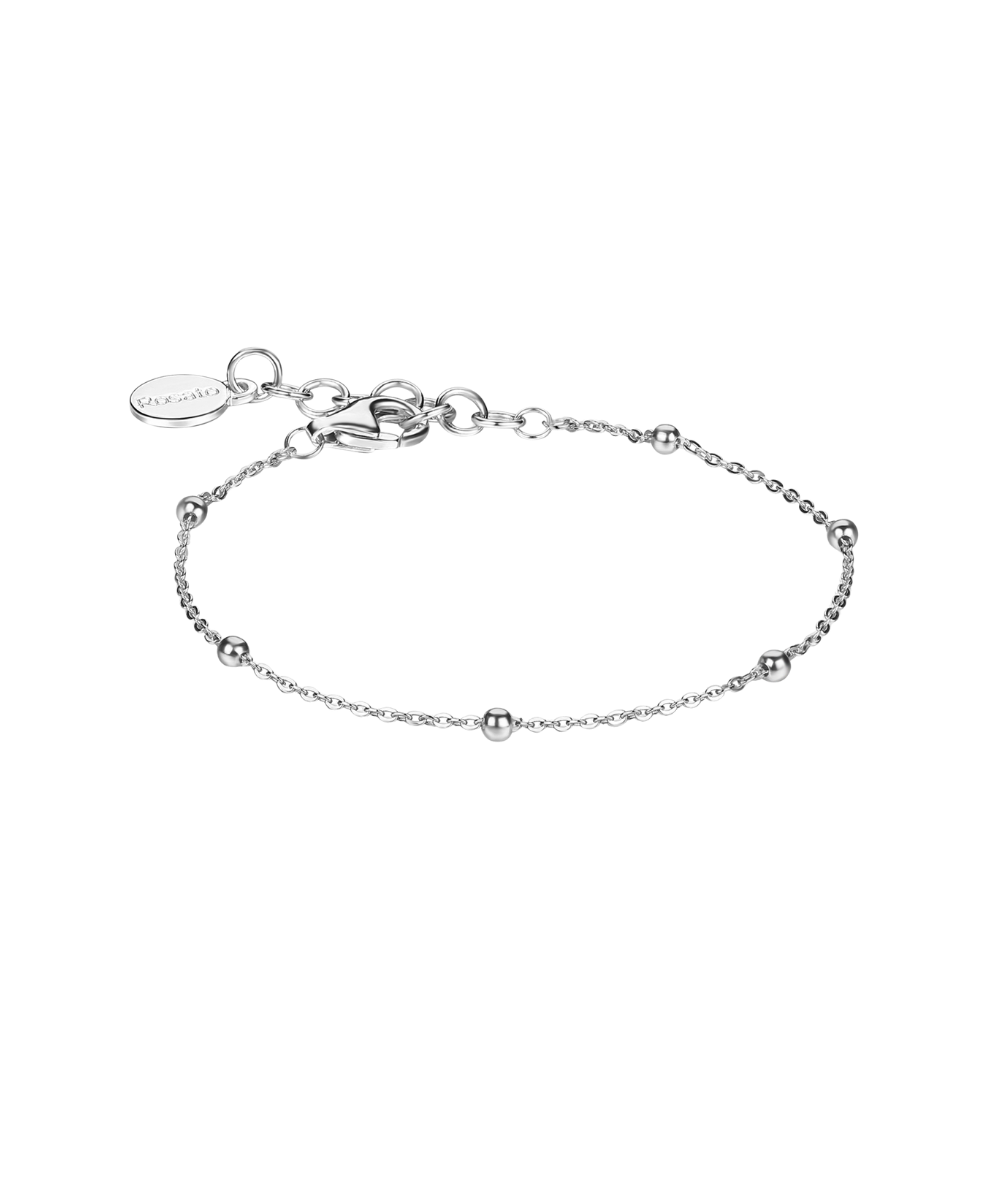 Bratara de dama din argint STORIE lant moale cu margele, ROSATO