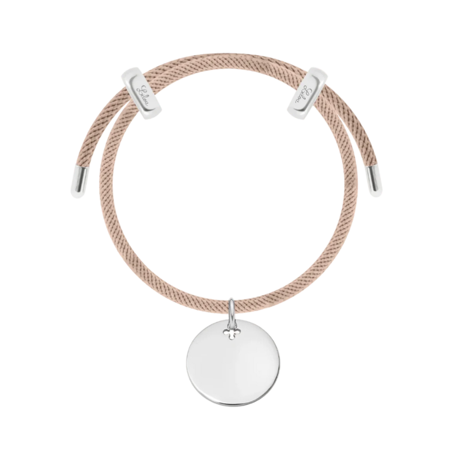 Women's bracelet sterling silver Liana with beige cord and pendant, Lilou