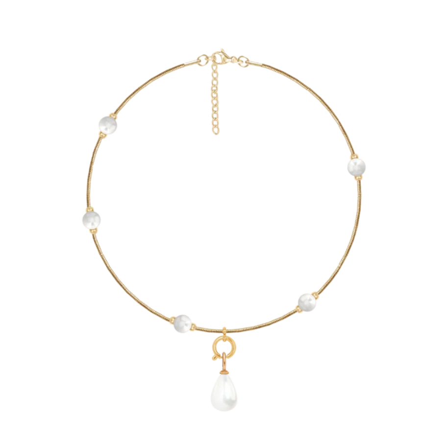Women's bracelet adjustable 16+5 cm with pearls, gold-plated, Lilou