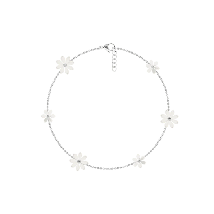 Women's bracelet Flowers adjustable 16 cm + 5 cm extension, silver-plated, Lilou