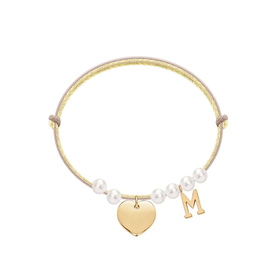 Women's bracelet adjustable with pendant and letter M, gold-plated, Lilou