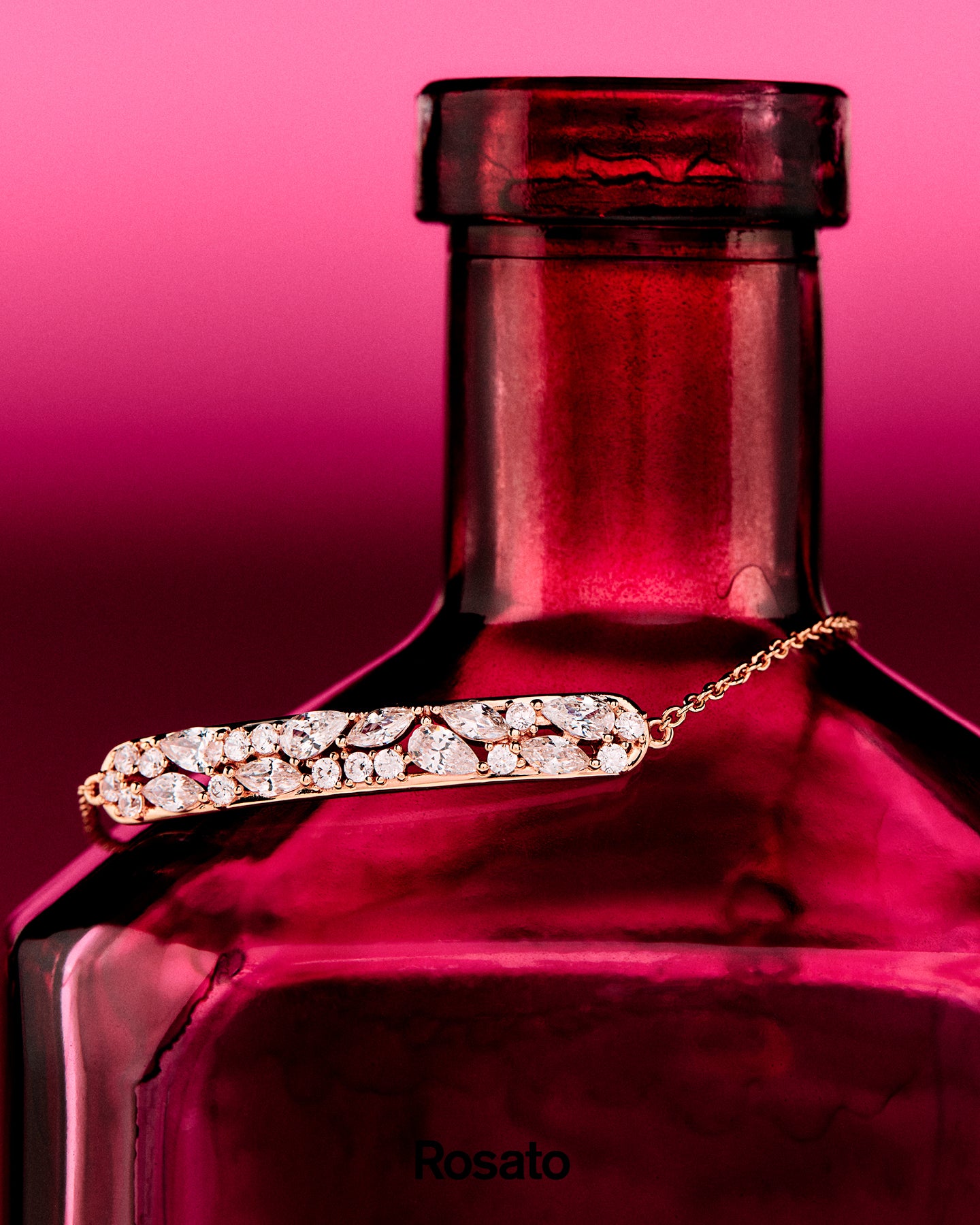 Bratara de dama din argint reglabila GEMMA, ROSATO