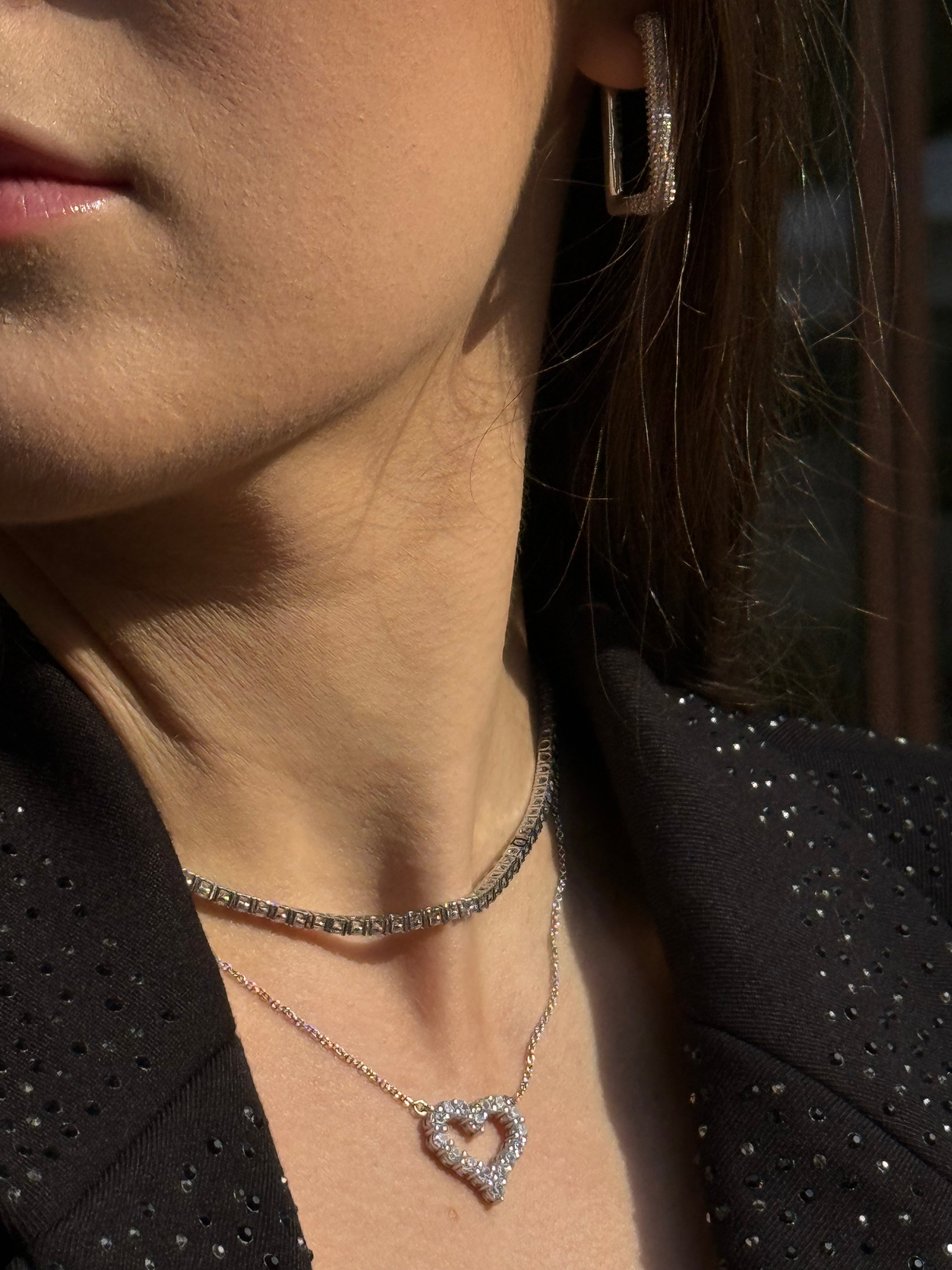 Women's necklace sterling silver Tesori heart-shaped with zirconia stones, MORELLATO