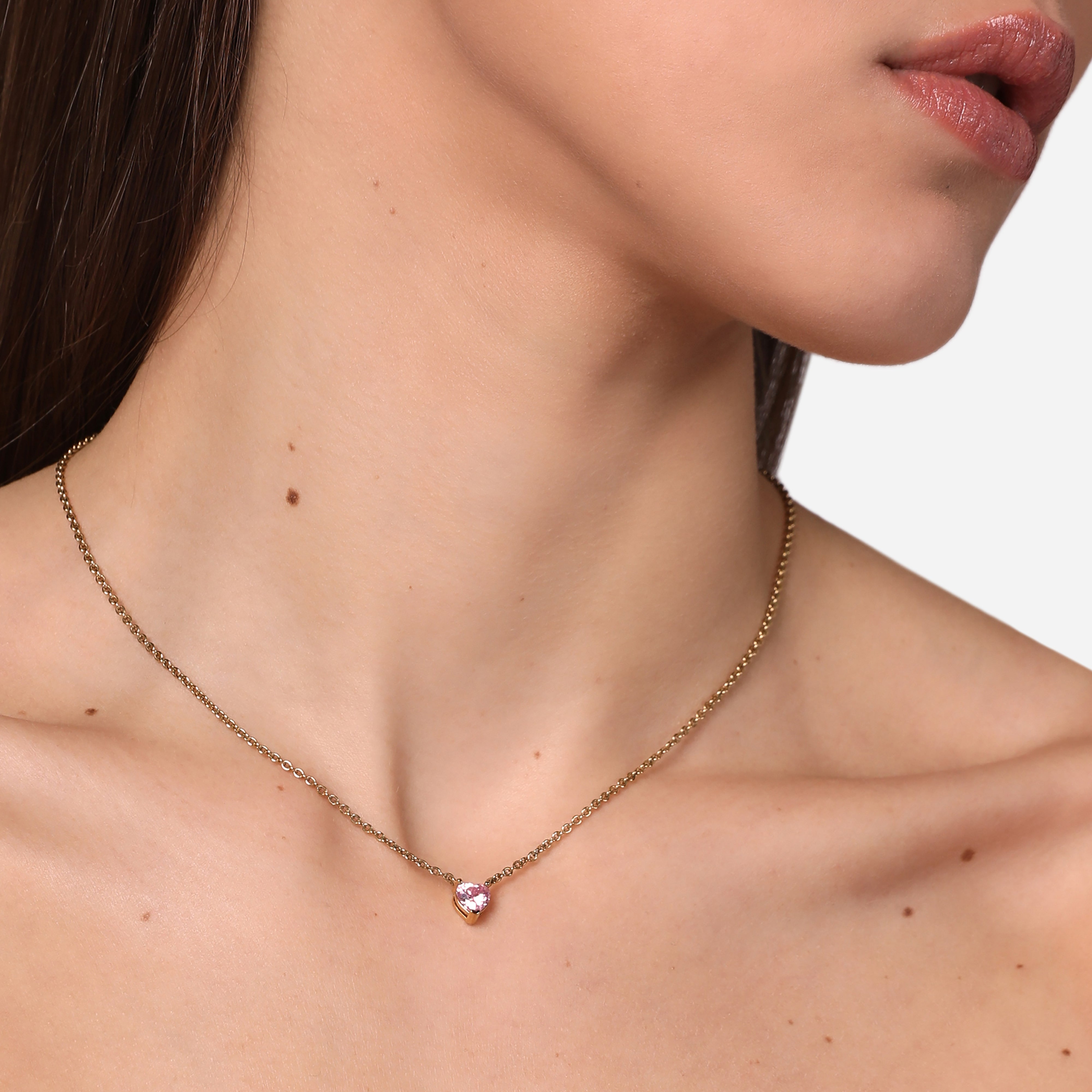 Adjustable FIRST LOVE necklace with pink pendant heart, Chiara Ferragni