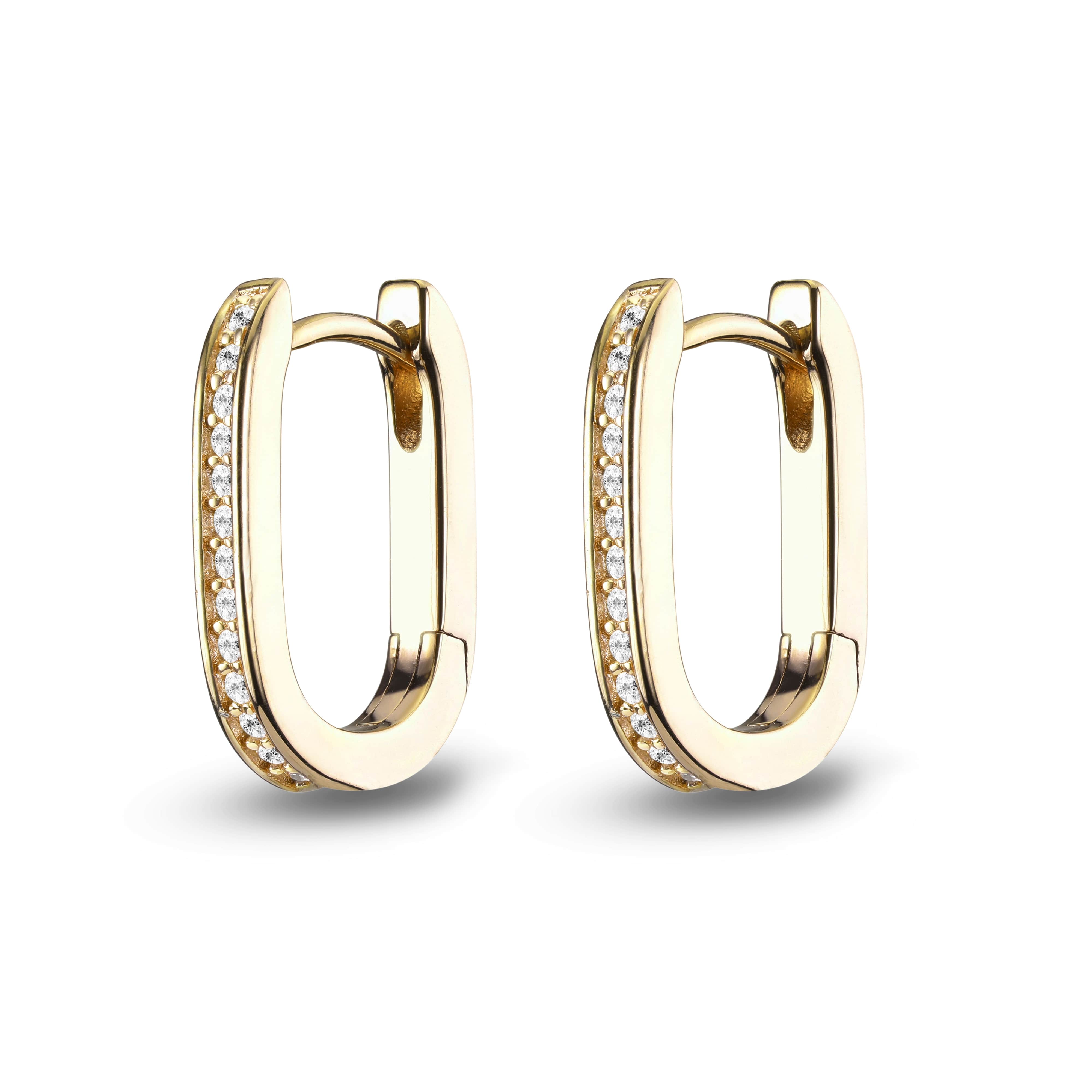 Cercei de dama din argint rotunzi LUNA placati cu aur, JETTE