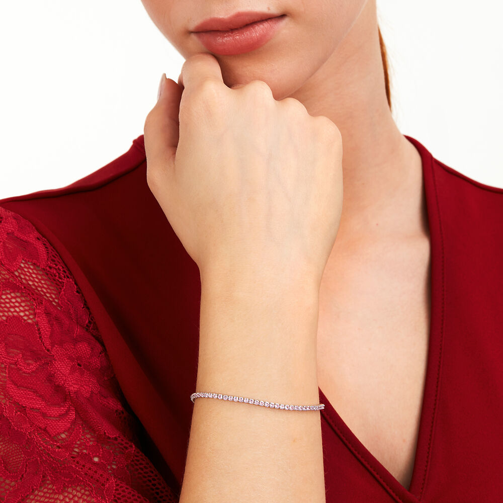 Bratara dama din argint sterling ajustabila tennis cu zirconiu roz, LA PETITE STORY