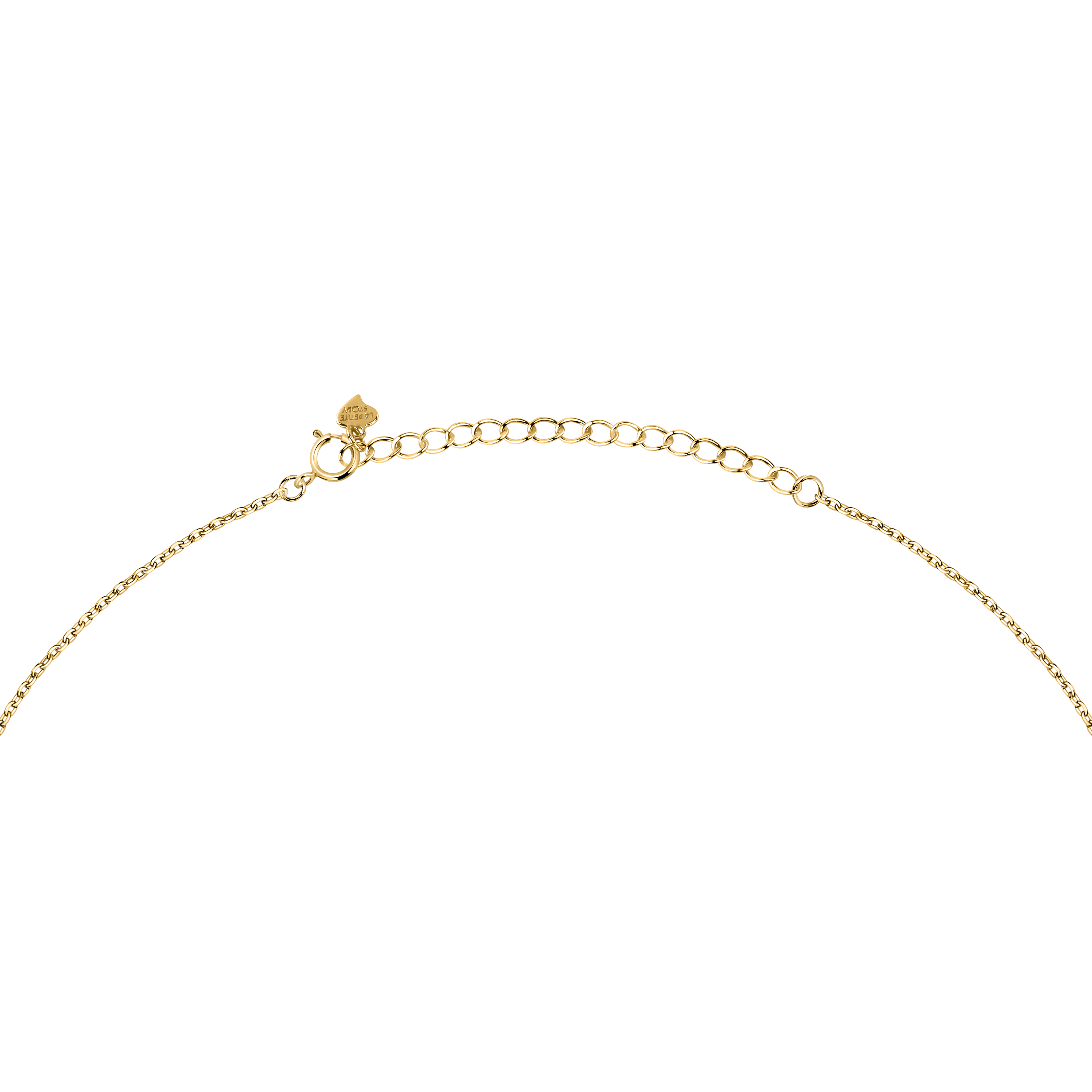 Women's adjustable necklace with heart-shaped pendant adorned with pearls, yellow gold finish, La Petite Story