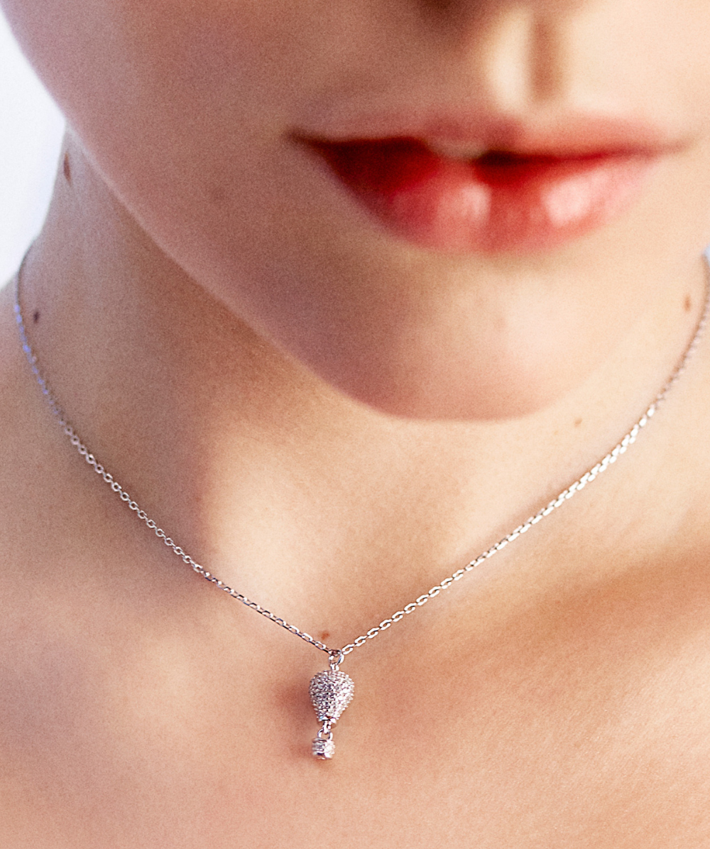 Women's Short Silver Necklace, ROSATO