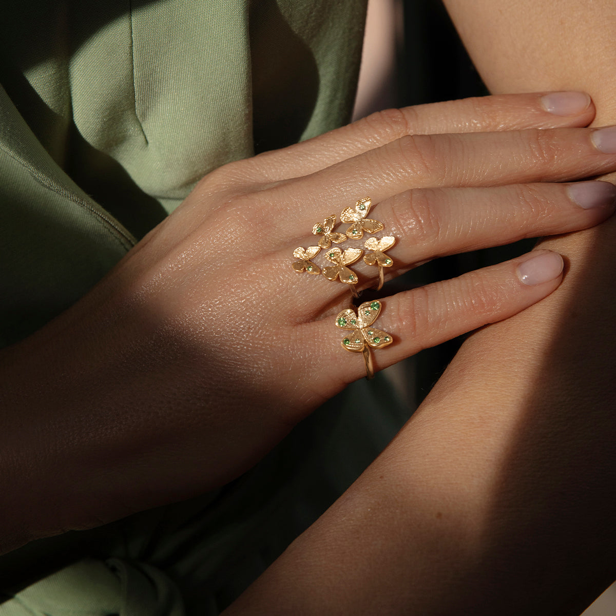 Inel dama multi Papillon, placat cu aur, Lilou