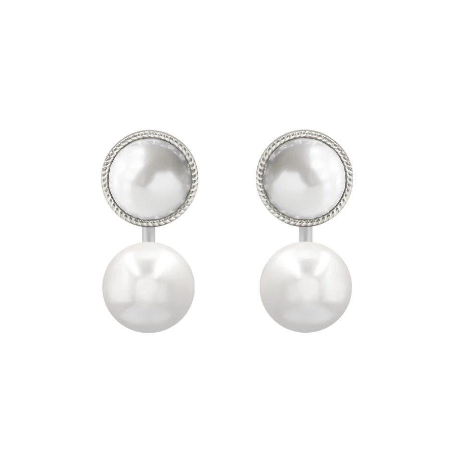 Cercei de dama stud Cosmos cu perla alba placata cu argint 925, Lilou