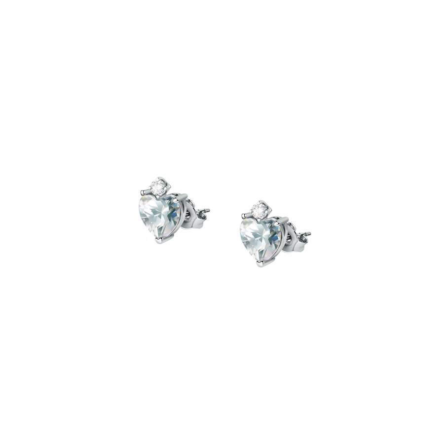 Women's earrings sterling silver Tesori heart-shaped