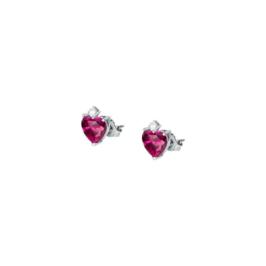 Cercei de dama din argint Tesori Ruby in forma de inima