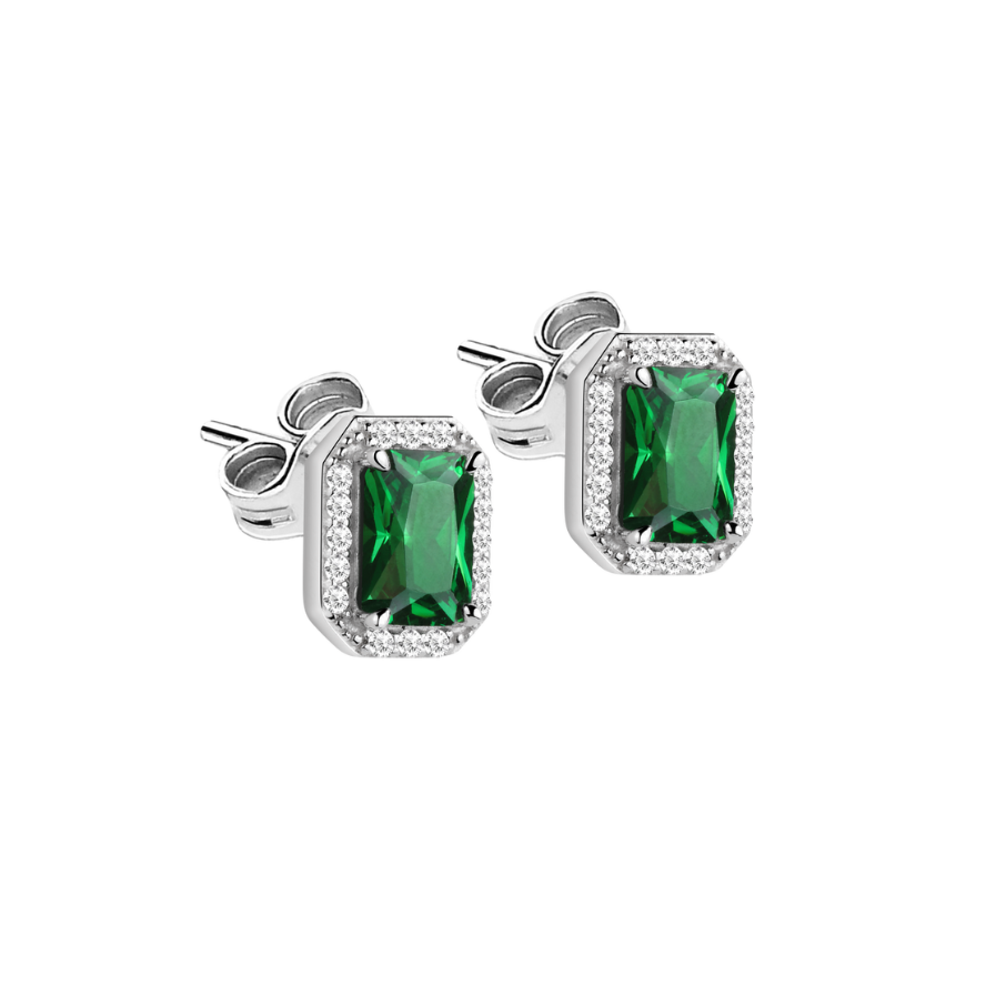 Cercei de dama din argint Tesori Emerald dreptunghiular