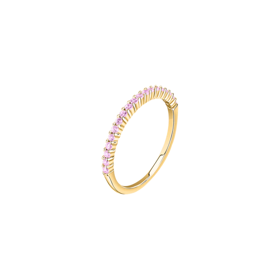 Women's ring sterling silver gold with pink zirconia, LA PETITE STORY