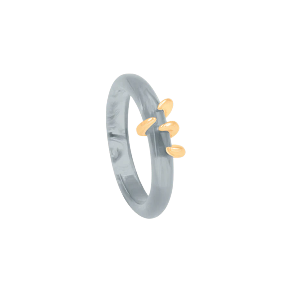 Inel dama Forza rasina gri placat cu aur, Lilou