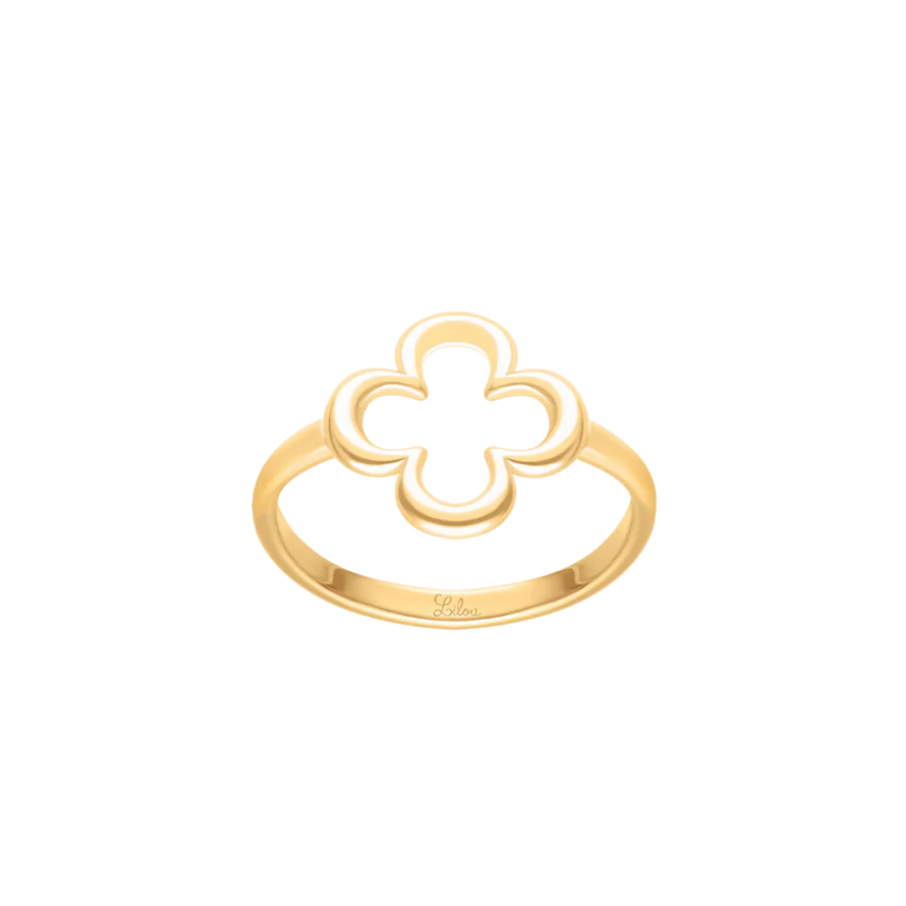 Women's ring Icons with clover model gold-plated, Lilou
