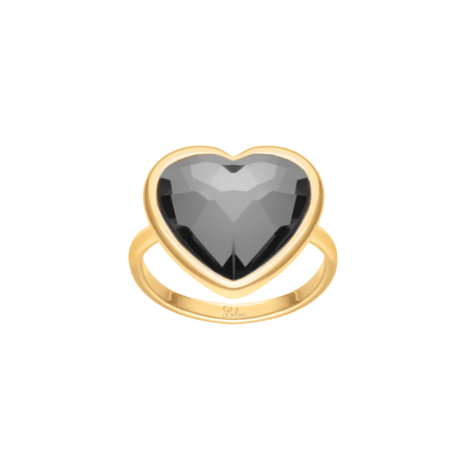 Women's ring Icons with smoky crystal gold-plated, Lilou