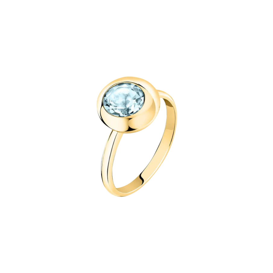 Inel de dama din argint Tesori Eterni placat cu aur cu topaz albastru, marimea 12, Morellato