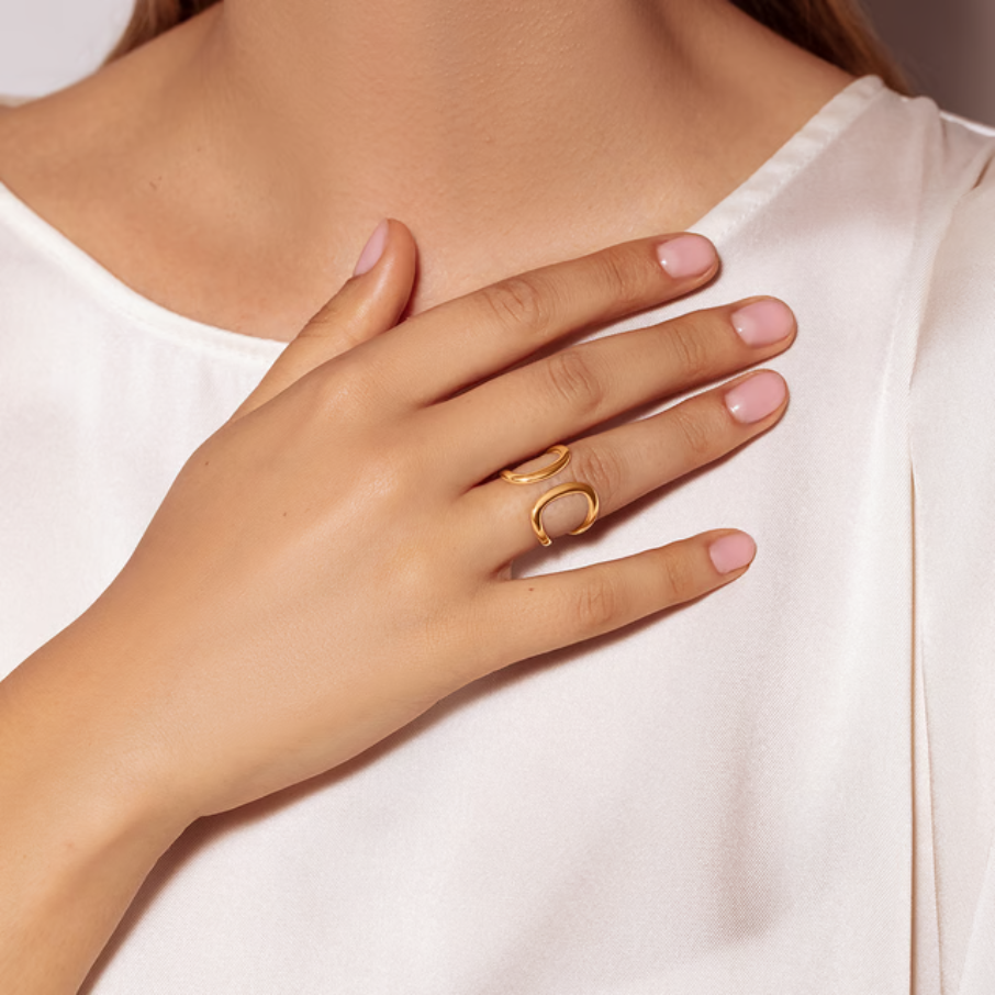 Women's ring zodiac Gemini, gold-plated, Lilou