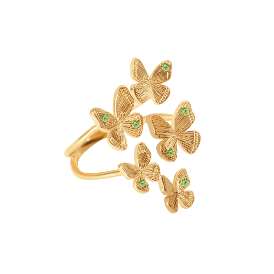 Inel dama multi Papillon, placat cu aur, Lilou