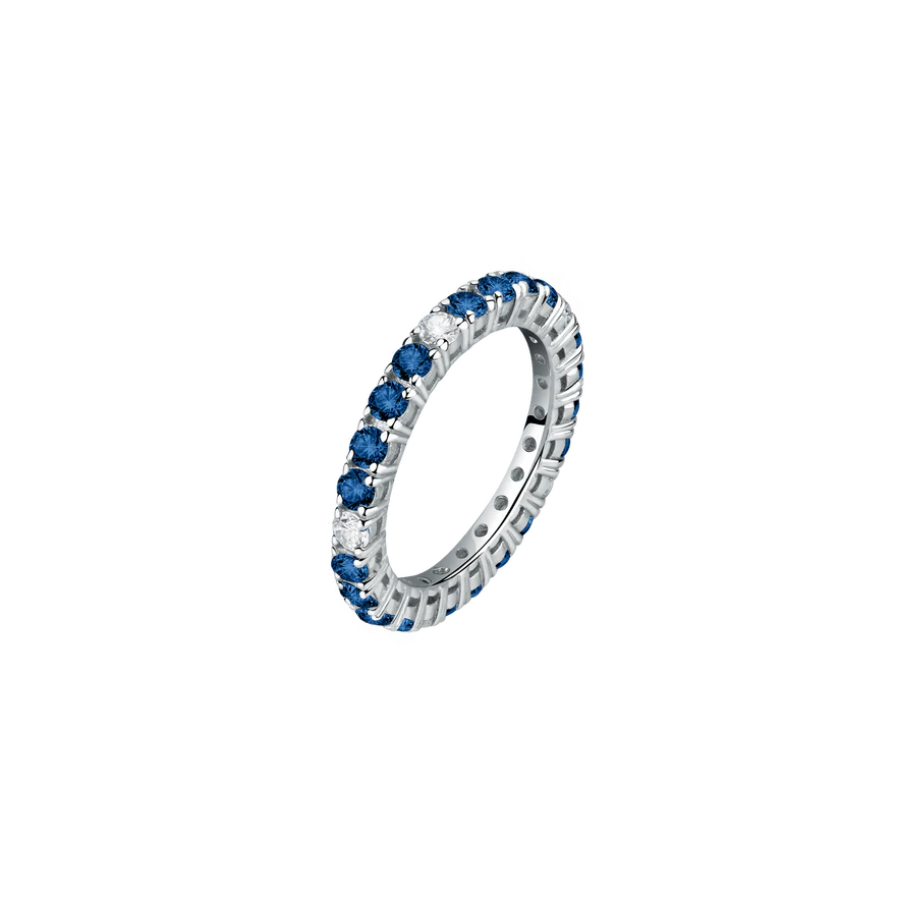Women's ring sterling silver Tesori Saphire with shiny white and blue row, MORELLATO