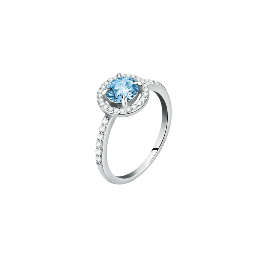 Women's ring sterling silver Tesori with navy blue round stone, MORELLATO