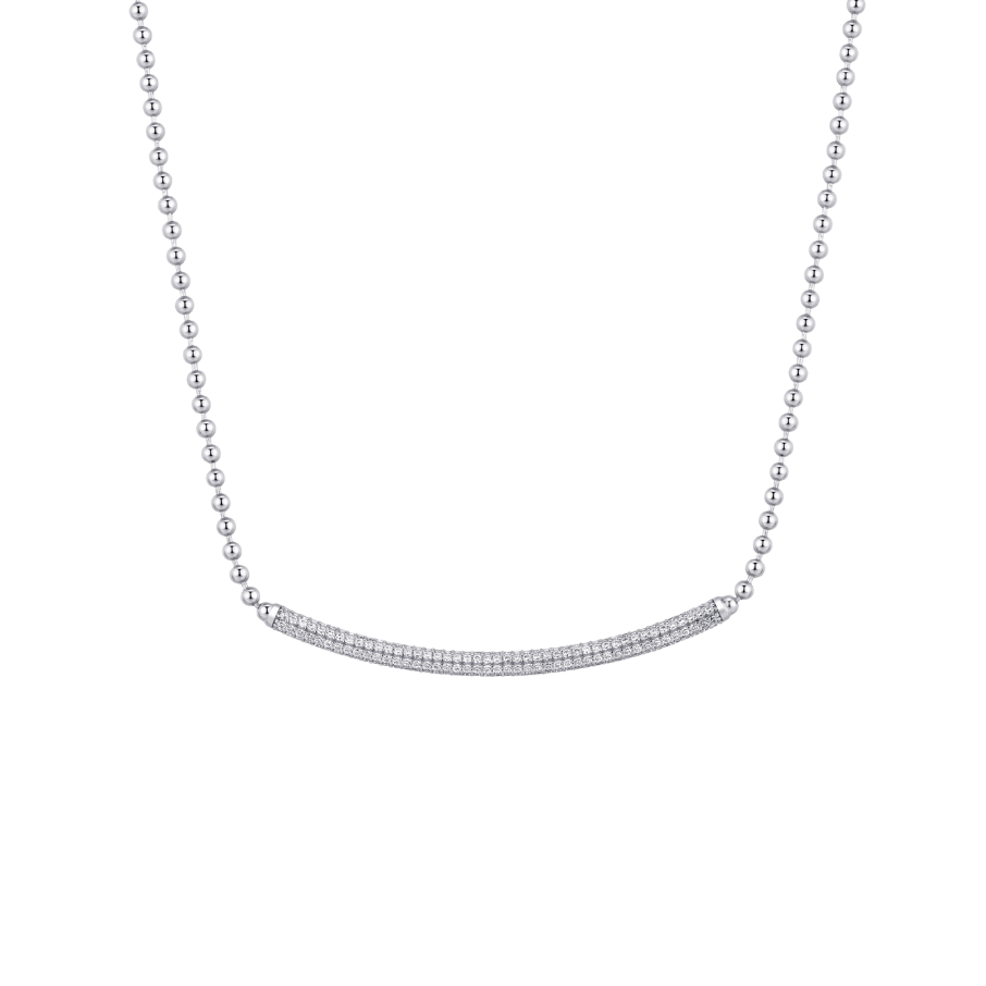 Women's silver necklace BIANCA short, white zirconia, 44cm, ROSATO