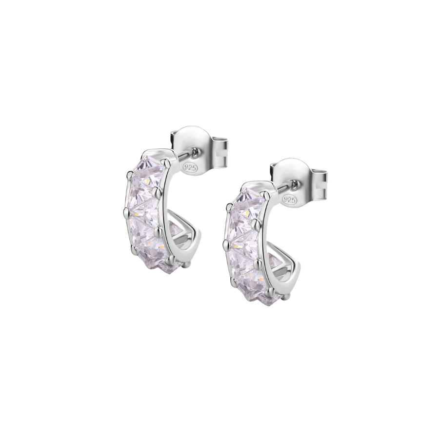 Women's silver earrings VITTORIA hoops, white zirconia, ROSATO