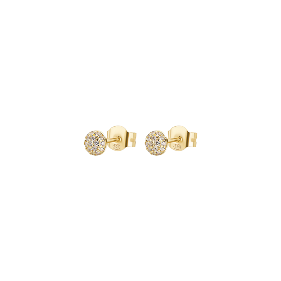 Women's silver earrings BIANCA studs gold-plated, white zirconia, ROSATO