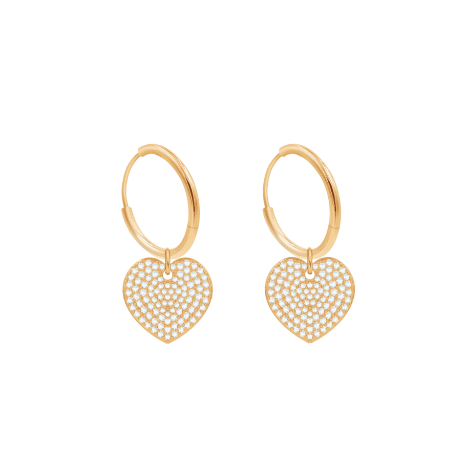 Women's earrings round with heart-shaped pendants, Lilou