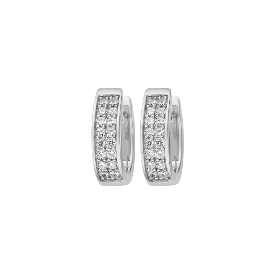 Women's earrings sterling silver ENDLESS round with zirconia stones, JETTE