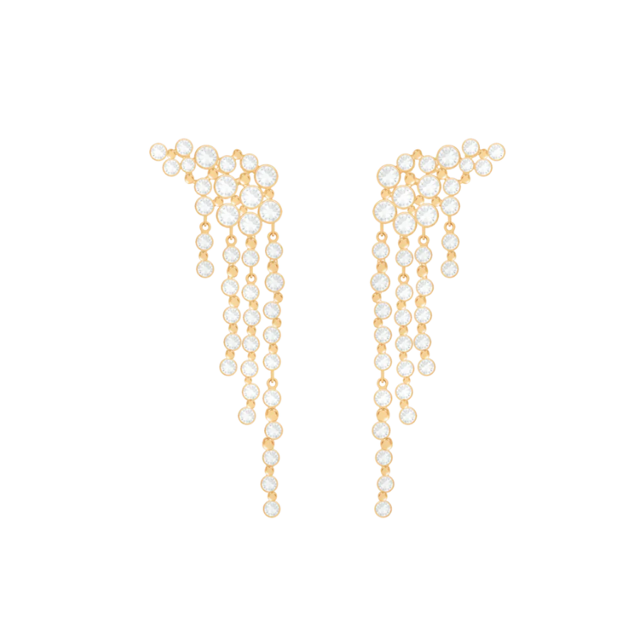 Cercei dama Sparkling 4 cm, placati cu aur, Lilou